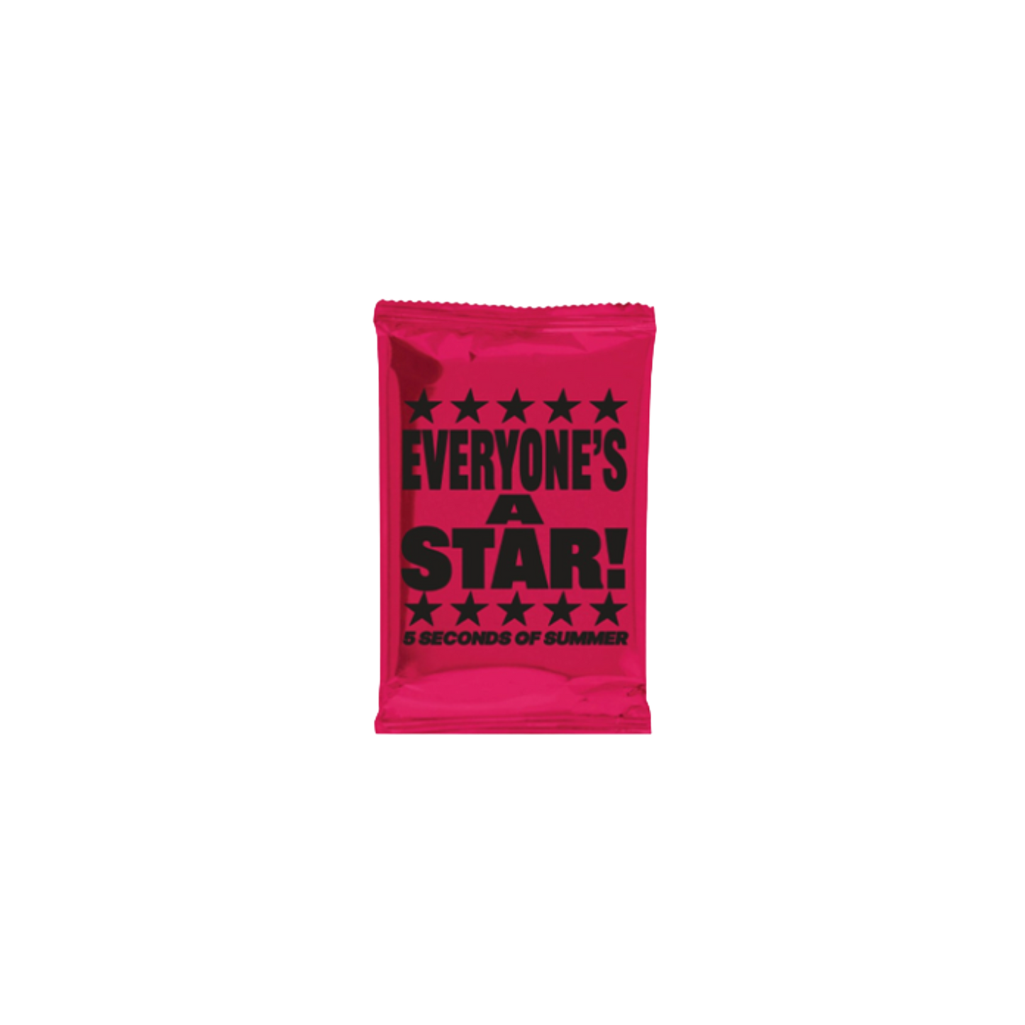 Pink pouch with 'Everyone's a Star!' text and star graphics on a white background