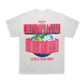 White t-shirt with 'EVERYONE'S A STAR!' text and world map design on a white background