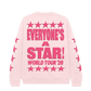 pink five seconds of summer "Everyone's a Star! World Tour '26" crewneck with stars printed on it.
