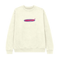 Natural crewneck sweatshirt with a logo on the chest against a white background