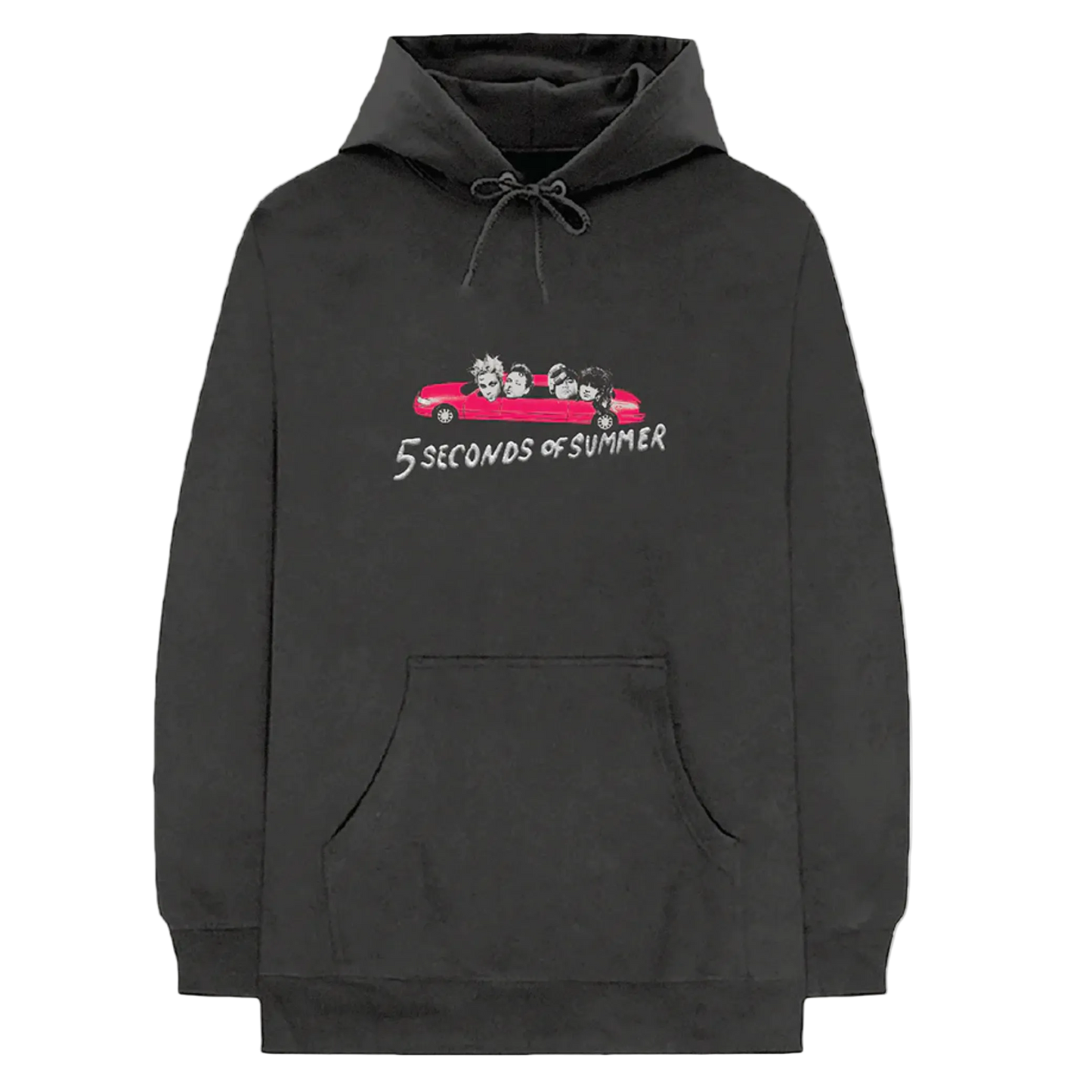 Black hoodie with '5 Seconds of Summer' graphic on a white background