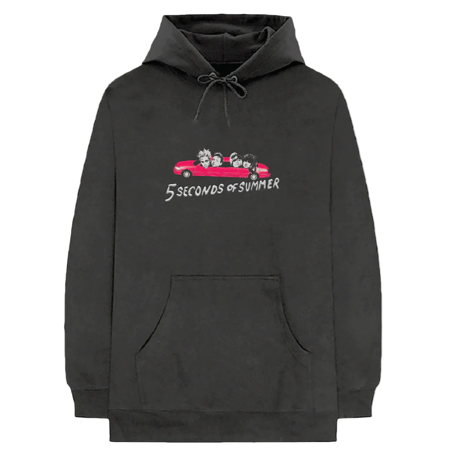 Black hoodie with '5 Seconds of Summer' graphic on a white background