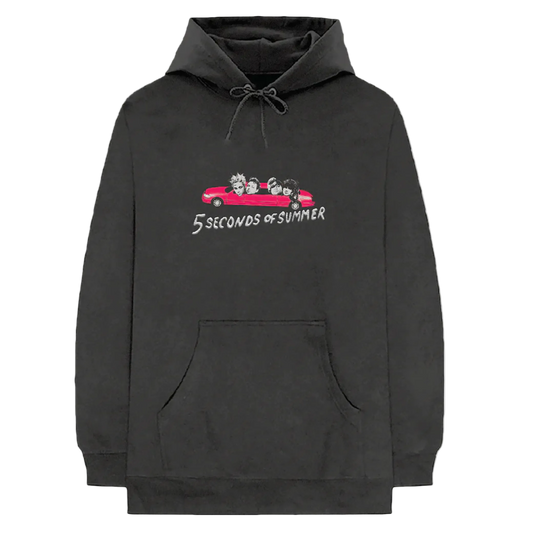 Black hoodie with '5 Seconds of Summer' graphic on a white background