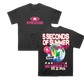 Black short-sleeve graphic T-shirt shown from both front and back on a plain white background. The front has a pink and white '5 SECONDS OF SUMMER' logo.